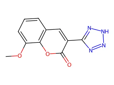 2H-1-Benzopyran-2-one, 8-methoxy-3-(1H-tetrazol-5-yl)- structure
