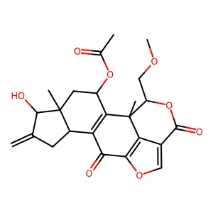 3H-Furo(4,3,2-de)indeno(4,5-h)-2-benzopyran-3,6(1H)-dione,11-(acetyloxy)-6b,7,8,9,9a,10,11,11b-octahydro-9-hydroxy-1-(methoxymethyl)-9a,11b-dimethyl-8-methylene-, (1S-(1alpha,6balpha,9beta,9abeta,11alpha,11bbeta))- structure