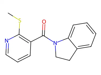 1-[2-(methylsulfanyl)pyridine-3-carbonyl]-2,3-dihydro-1H-indole structure