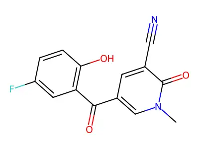 5-(5-Fluoro-2-hydroxybenzoyl)-1,2-dihydro-1-methyl-2-oxo-3-pyridinecarbonitrile structure