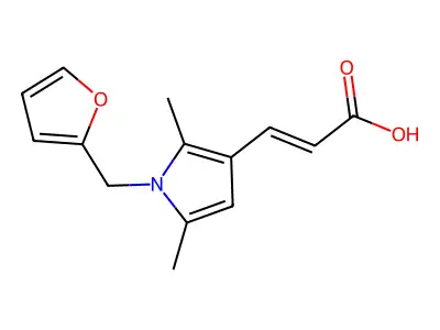 (E)-3-[1-(furan-2-ylmethyl)-2,5-dimethylpyrrol-3-yl]prop-2-enoic acid structure