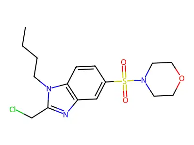 1-butyl-2-(chloromethyl)-5-(morpholine-4-sulfonyl)-1H-1,3-benzodiazole structure
