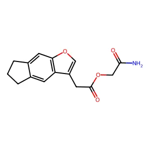 (2-amino-2-oxoethyl) 2-(6,7-dihydro-5H-cyclopenta[f][1]benzofuran-3-yl)acetate structure