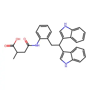 4-{2-[2,2-Di(1H-indol-3-yl)ethyl]anilino}-2-methyl-4-oxobutanoic acid structure