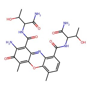 2-amino-1-N,9-N-bis(1-amino-3-hydroxy-1-oxobutan-2-yl)-4,6-dimethyl-3-oxophenoxazine-1,9-dicarboxamide structure