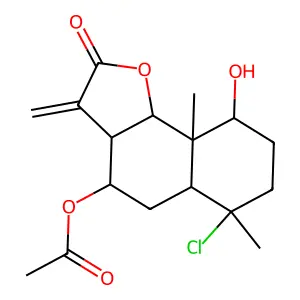 (6-chloro-9-hydroxy-6,9a-dimethyl-3-methylidene-2-oxo-3a,4,5,5a,7,8,9,9b-octahydrobenzo[g][1]benzofuran-4-yl) acetate structure