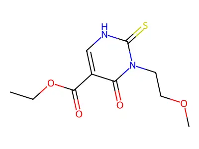 ethyl 3-(2-methoxyethyl)-4-oxo-2-sulfanylidene-1H-pyrimidine-5-carboxylate structure