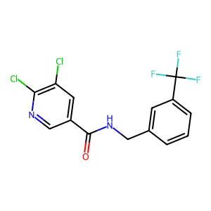 5,6-Dichloro-N-{[3-(trifluoromethyl)phenyl]methyl}pyridine-3-carboxamide structure