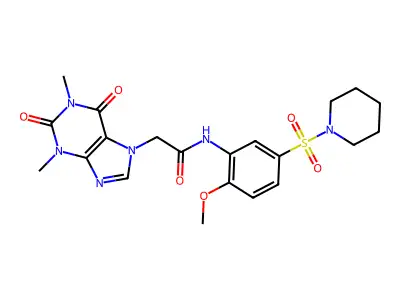 2-(1,3-dimethyl-2,6-dioxopurin-7-yl)-N-(2-methoxy-5-piperidin-1-ylsulfonylphenyl)acetamide structure