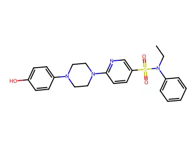 N-ethyl-6-[4-(4-hydroxyphenyl)piperazin-1-yl]-N-phenylpyridine-3-sulfonamide structure