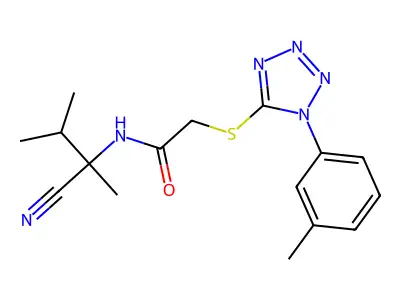 N-(2-Cyano-3-methylbutan-2-yl)-2-((1-(m-tolyl)-1H-tetrazol-5-yl)thio)acetamide structure