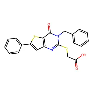2-({3-benzyl-4-oxo-6-phenyl-3H,4H-thieno[3,2-d]pyrimidin-2-yl}sulfanyl)acetic acid structure