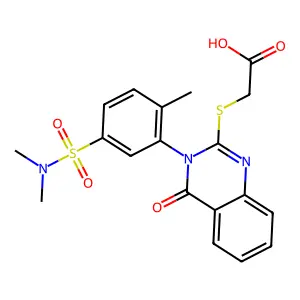 2-({3-[5-(dimethylsulfamoyl)-2-methylphenyl]-4-oxo-3,4-dihydroquinazolin-2-yl}sulfanyl)acetic acid structure