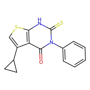 5-cyclopropyl-3-phenyl-2-sulfanyl-3H,4H-thieno[2,3-d]pyrimidin-4-one structure