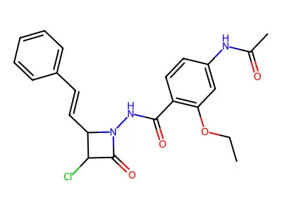 4-(Acetylamino)-N-[3-chloro-2-oxo-4-(2-phenylethenyl)-1-azetidinyl]-2-ethoxybenzamide structure