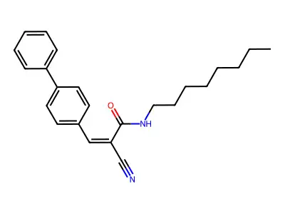 3-{[1,1'-biphenyl]-4-yl}-2-cyano-N-octylprop-2-enamide structure