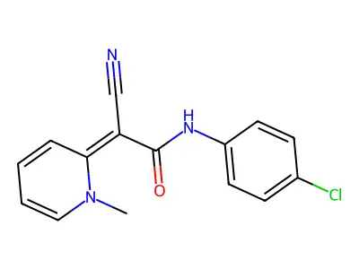 N-(4-chlorophenyl)-2-cyano-2-(1-methyl-1,2-dihydropyridin-2-ylidene)acetamide structure