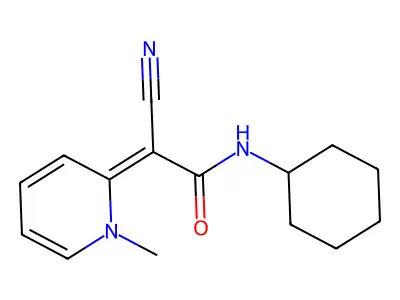 2-cyano-N-cyclohexyl-2-(1-methyl-1,2-dihydropyridin-2-ylidene)acetamide structure