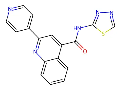 2-(pyridin-4-yl)-N-(1,3,4-thiadiazol-2-yl)quinoline-4-carboxamide structure