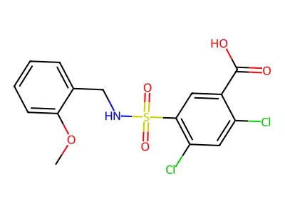 2,4-Dichloro-5-{[(2-methoxyphenyl)methyl]sulfamoyl}benzoic acid structure