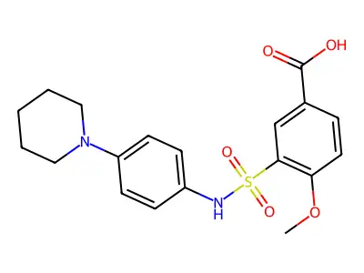 4-Methoxy-3-[(4-piperidin-1-ylphenyl)sulfamoyl]benzoic acid structure
