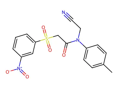 N-(cyanomethyl)-N-(4-methylphenyl)-2-(3-nitrobenzenesulfonyl)acetamide structure
