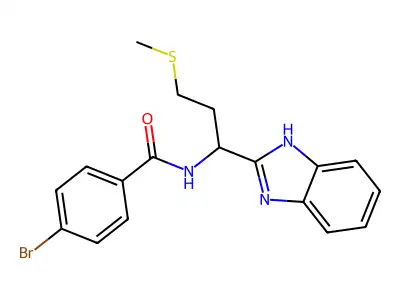 N-[1-(1H-benzimidazol-2-yl)-3-(methylsulfanyl)propyl]-4-bromobenzamide structure