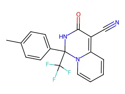 1-(4-methylphenyl)-3-oxo-1-(trifluoromethyl)-2H-pyrido[1,2-c]pyrimidine-4-carbonitrile structure