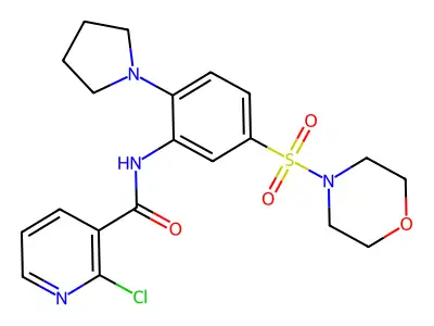 2-chloro-N-(5-morpholin-4-ylsulfonyl-2-pyrrolidin-1-yl-phenyl)pyridine-3-carboxamide structure