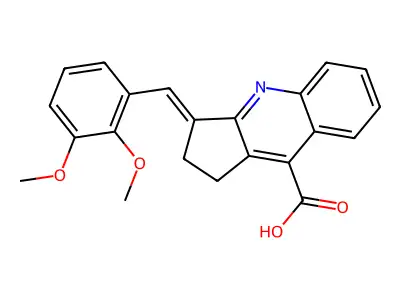 3-[(2,3-dimethoxyphenyl)methylidene]-1H,2H,3H-cyclopenta[b]quinoline-9-carboxylic acid structure