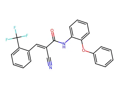 2-cyano-N-(2-phenoxyphenyl)-3-[2-(trifluoromethyl)phenyl]prop-2-enamide structure