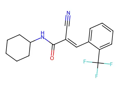 2-cyano-N-cyclohexyl-3-[2-(trifluoromethyl)phenyl]prop-2-enamide structure