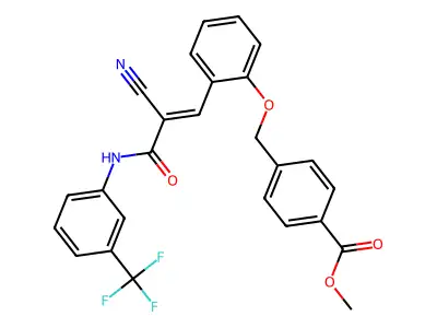 methyl 4-[[2-[(E)-2-cyano-3-oxo-3-[3-(trifluoromethyl)anilino]prop-1-enyl]phenoxy]methyl]benzoate structure
