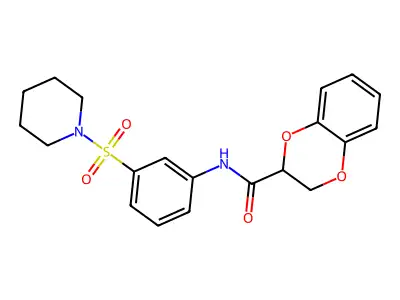 N-(3-piperidin-1-ylsulfonylphenyl)-2,3-dihydro-1,4-benzodioxine-3-carboxamide structure