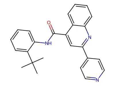 N-(2-tert-butylphenyl)-2-pyridin-4-ylquinoline-4-carboxamide structure