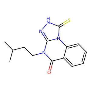 4-(3-methylbutyl)-1-sulfanyl-4H,5H-[1,2,4]triazolo[4,3-a]quinazolin-5-one structure
