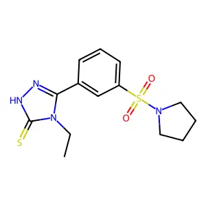 4-ethyl-5-[3-(pyrrolidin-1-ylsulfonyl)phenyl]-4H-1,2,4-triazole-3-thiol structure