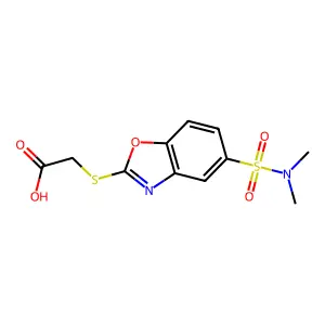 2-{[5-(Dimethylsulfamoyl)-1,3-benzoxazol-2-yl]sulfanyl}acetic acid structure