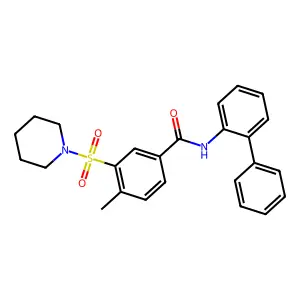 N-([1,1'-Biphenyl]-2-yl)-4-methyl-3-(piperidin-1-ylsulfonyl)benzamide structure