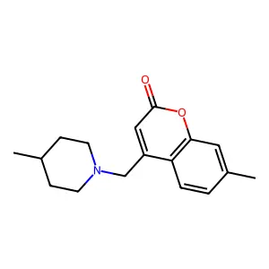 7-methyl-4-((4-methylpiperidin-1-yl)methyl)-2H-chromen-2-one structure