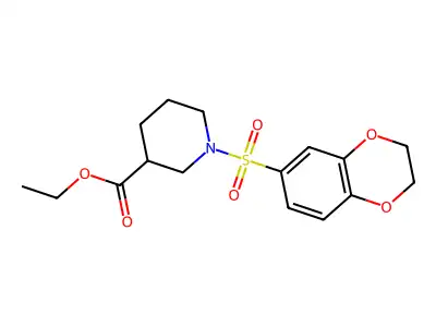Ethyl 1-(2,3-dihydro-1,4-benzodioxine-6-sulfonyl)piperidine-3-carboxylate structure