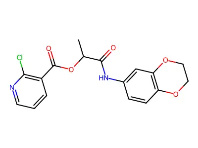1-[(2,3-dihydro-1,4-benzodioxin-6-yl)carbamoyl]ethyl 2-chloropyridine-3-carboxylate structure