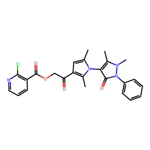 2-[1-(1,5-dimethyl-3-oxo-2-phenyl-2,3-dihydro-1H-pyrazol-4-yl)-2,5-dimethyl-1H-pyrrol-3-yl]-2-oxoethyl 2-chloropyridine-3-carboxylate structure