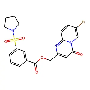 (7-Bromo-4-oxo-4H-pyrido[1,2-a]pyrimidin-2-yl)methyl 3-(1-pyrrolidinylsulfonyl)benzoate structure