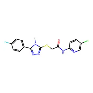 N-(5-chloropyridin-2-yl)-2-[[5-(4-fluorophenyl)-4-methyl-1,2,4-triazol-3-yl]sulfanyl]acetamide structure