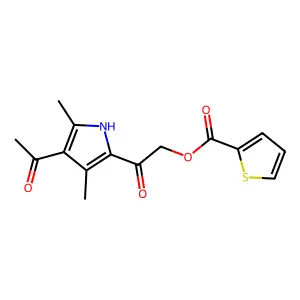 [2-(4-acetyl-3,5-dimethyl-1H-pyrrol-2-yl)-2-oxoethyl] thiophene-2-carboxylate structure