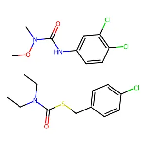 Carbamothioic acid, diethyl-, S-((4-chlorophenyl)methyl) ester, mixt. with N'-(3,4-dichlorophenyl)-N-methoxy-N-methylurea structure