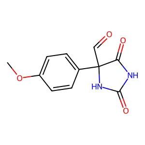 4-(4-Methoxyphenyl)-2,5-dioxoimidazolidine-4-carbaldehyde structure
