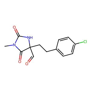 4-[2-(4-Chlorophenyl)ethyl]-1-methyl-2,5-dioxoimidazolidine-4-carbaldehyde structure