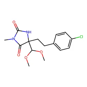 5-[2-(4-Chlorophenyl)ethyl]-5-(dimethoxymethyl)-3-methylimidazolidine-2,4-dione structure